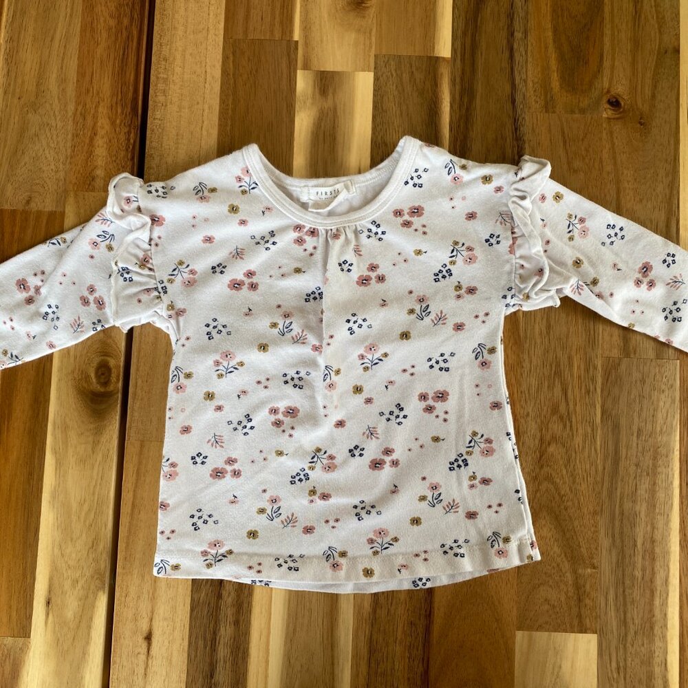 FIRSTS by Petit Lam Long Sleeve Ruffle Shirt | 12 m